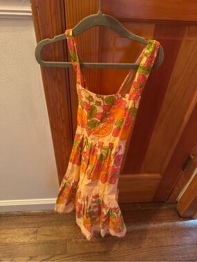 T.J.Maxx Pink and Orange Fruit & Floral Sundress